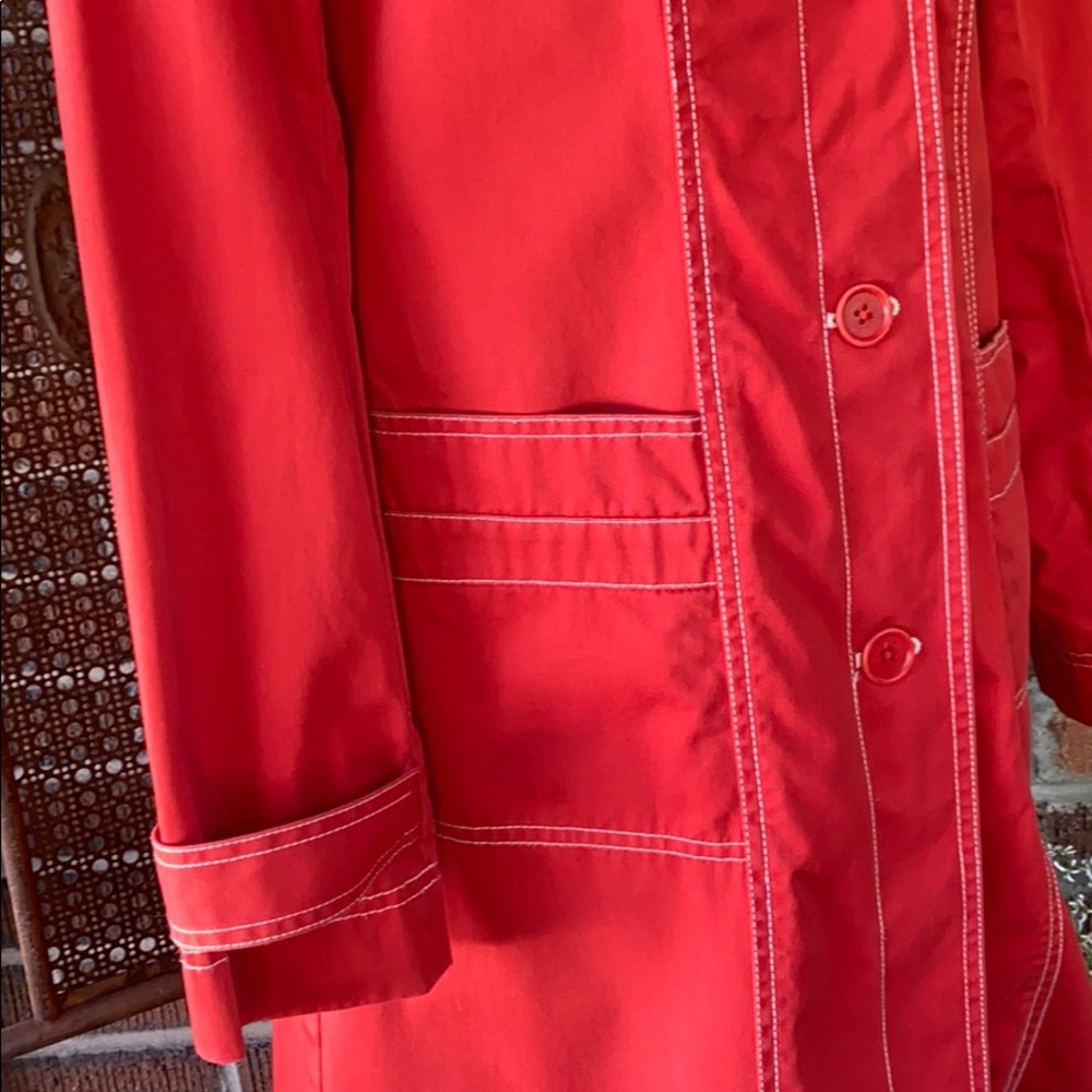 DKNY Bold Red /Orange Trench Coat - Picture 8 of 12